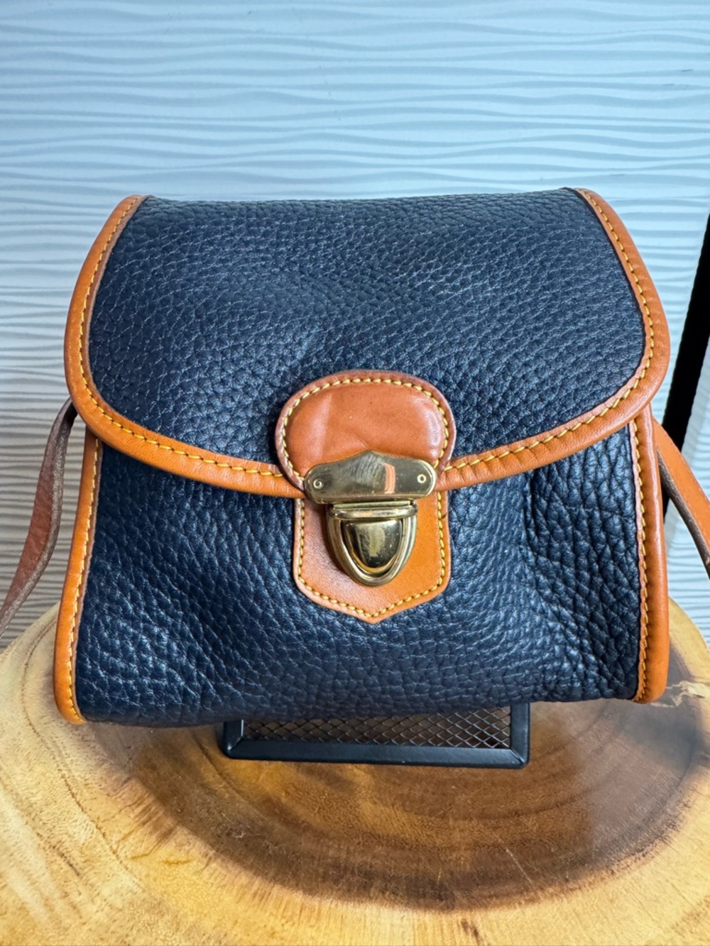 Dooney & Bourke Black Pebbled Leather Crossbody with All Weather Duck  Patch